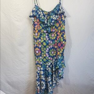 VENUS Blue and Yellow Star Pattern Dress